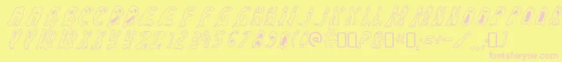 GroovyghostiesRegular-fontti – vaaleanpunaiset fontit keltaisella taustalla