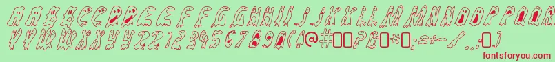 GroovyghostiesRegular Font – Red Fonts on Green Background