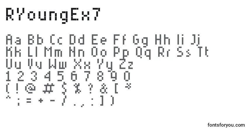 Шрифт RYoungEx7 – алфавит, цифры, специальные символы