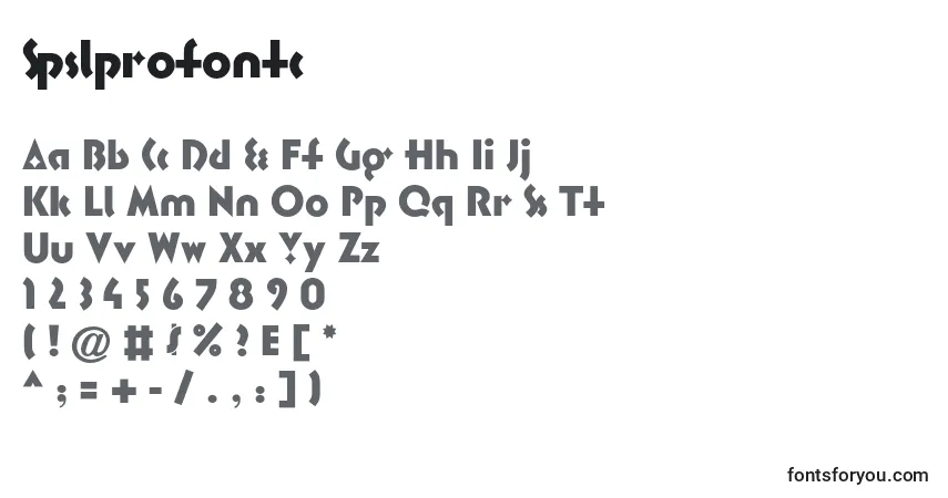 Schriftart Spslprofontc – Alphabet, Zahlen, spezielle Symbole