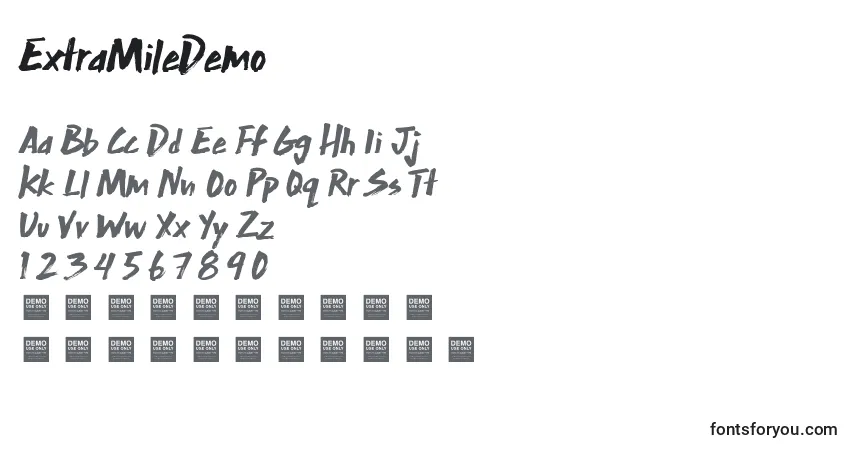 Шрифт ExtraMileDemo – алфавит, цифры, специальные символы