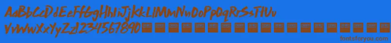 Weitere Informationen zur ExtraMileDemo-Schriftart ExtraMileDemo-Schriftart – Braune Schriften auf blauem Hintergrund