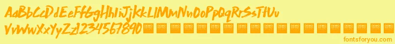Fonte ExtraMileDemo – fontes laranjas em um fundo amarelo