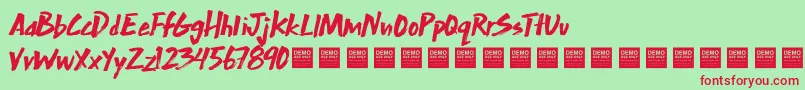 フォントExtraMileDemo – 赤い文字の緑の背景