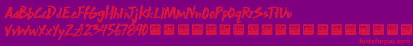 ExtraMileDemo-Schriftart – Rote Schriften auf violettem Hintergrund