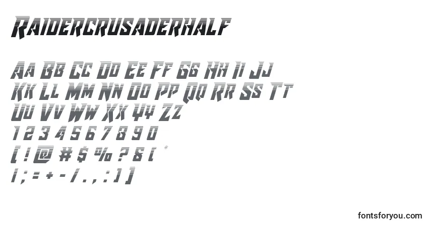 Raidercrusaderhalf-fontti – aakkoset, numerot, erikoismerkit