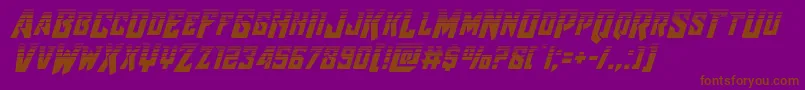 Raidercrusaderhalf-Schriftart – Braune Schriften auf violettem Hintergrund