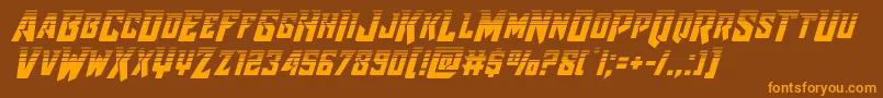 Raidercrusaderhalf-Schriftart – Orangefarbene Schriften auf braunem Hintergrund