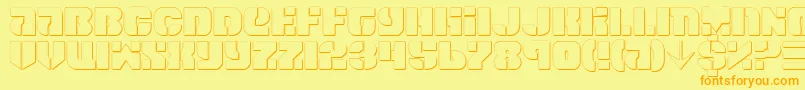 フォントSpaceCruiserShadow – オレンジの文字が黄色の背景にあります。
