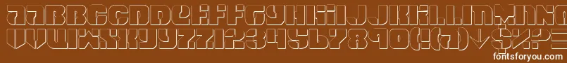 SpaceCruiserShadow-Schriftart – Weiße Schriften auf braunem Hintergrund