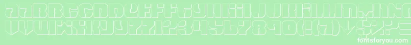 SpaceCruiserShadow-Schriftart – Weiße Schriften auf grünem Hintergrund