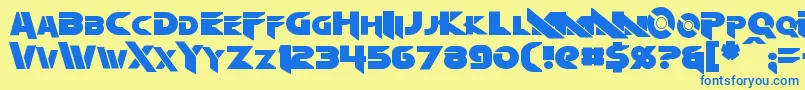 フォントAlgol – 青い文字が黄色の背景にあります。