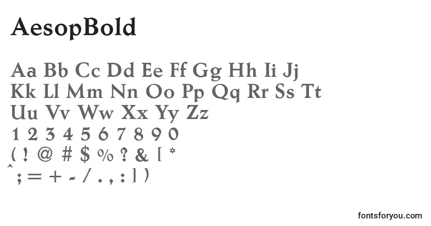 A fonte AesopBold – alfabeto, números, caracteres especiais