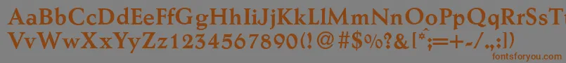 フォントAesopBold – 茶色の文字が灰色の背景にあります。