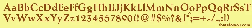 フォントAesopBold – 茶色の文字が黄色の背景にあります。