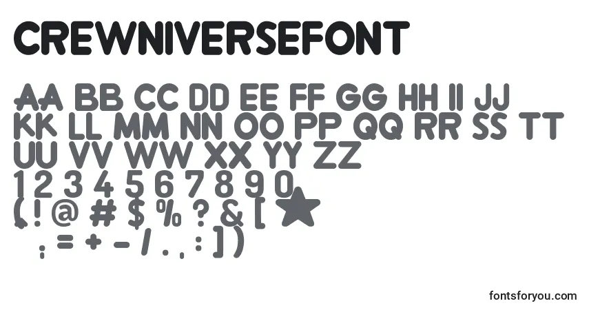 Schriftart CrewniverseFont (111239) – Alphabet, Zahlen, spezielle Symbole