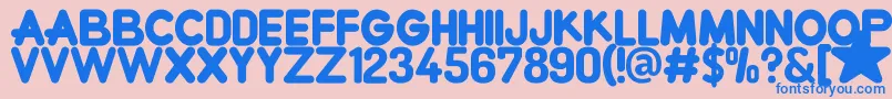 フォントCrewniverseFont – ピンクの背景に青い文字