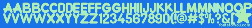 CrewniverseFont-Schriftart – Grüne Schriften auf blauem Hintergrund