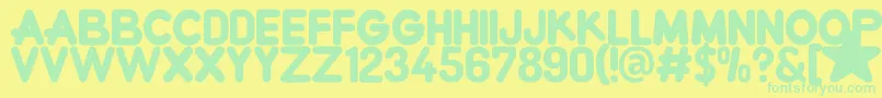 フォントCrewniverseFont – 黄色い背景に緑の文字