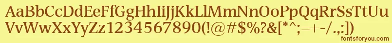 フォントDevinSemibold – 茶色の文字が黄色の背景にあります。