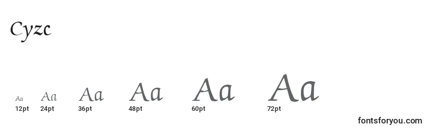 Размеры шрифта Cyzc