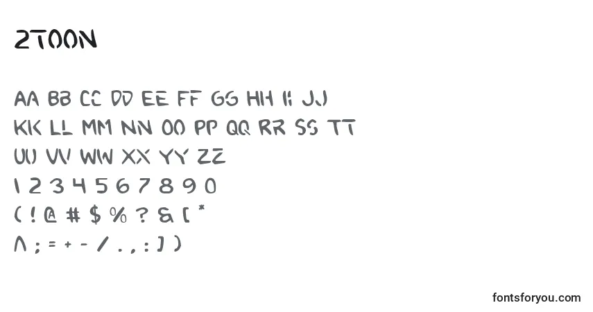 Schriftart 2toon – Alphabet, Zahlen, spezielle Symbole