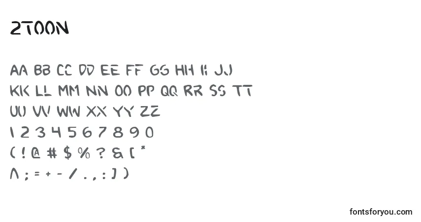 2toon-fontti – aakkoset, numerot, erikoismerkit