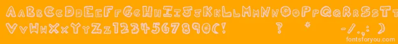 Kitty-Schriftart – Rosa Schriften auf orangefarbenem Hintergrund