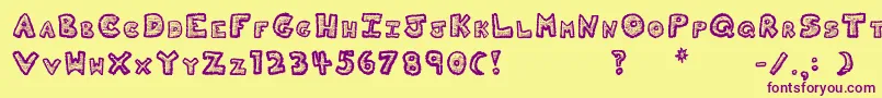 Kitty Font – Purple Fonts on Yellow Background