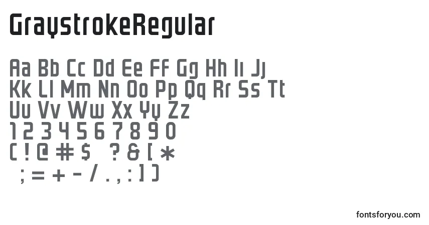 Czcionka GraystrokeRegular – alfabet, cyfry, specjalne znaki