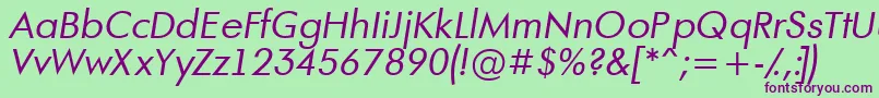 AFuturaortoItalic Font – Purple Fonts on Green Background