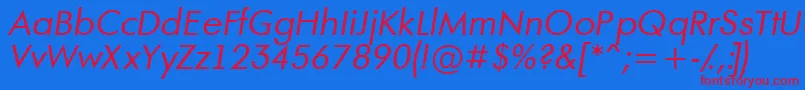 Czcionka AFuturaortoItalic – czerwone czcionki na niebieskim tle