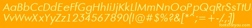 Fonte AFuturaortoItalic – fontes amarelas em um fundo laranja