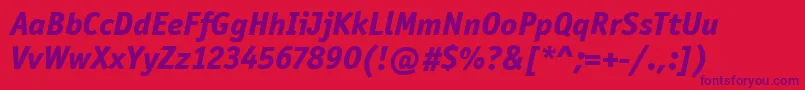 OfficinaSanItcExtraBoldItalic Font – Purple Fonts on Red Background