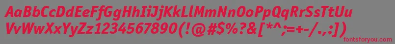 OfficinaSanItcExtraBoldItalic Font – Red Fonts on Gray Background