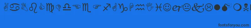 フォントWingding – 黒い文字の青い背景