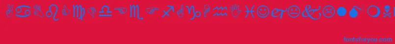 フォントWingding – 赤い背景に青い文字