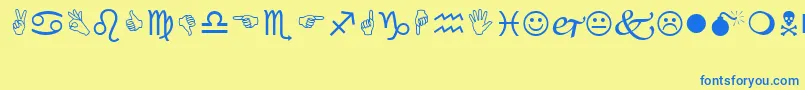 Wingding Font – Blue Fonts on Yellow Background