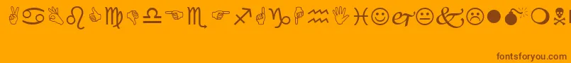 Wingding-Schriftart – Braune Schriften auf orangefarbenem Hintergrund