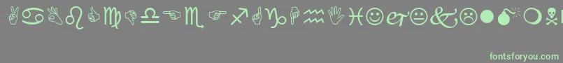 Wingding-Schriftart – Grüne Schriften auf grauem Hintergrund