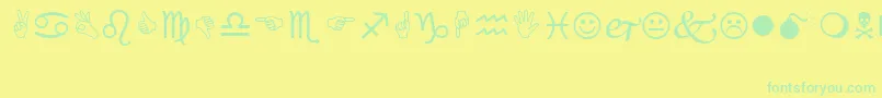 フォントWingding – 黄色い背景に緑の文字