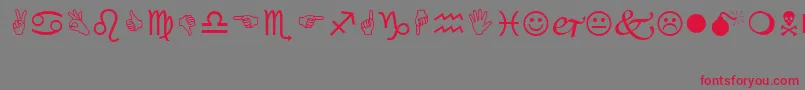 フォントWingding – 赤い文字の灰色の背景