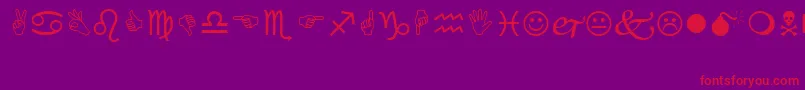 フォントWingding – 紫の背景に赤い文字