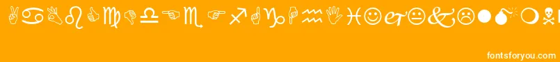 Wingding-Schriftart – Weiße Schriften auf orangefarbenem Hintergrund