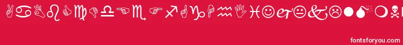 Wingding Font – White Fonts on Red Background