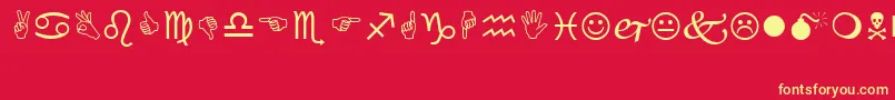 フォントWingding – 黄色の文字、赤い背景
