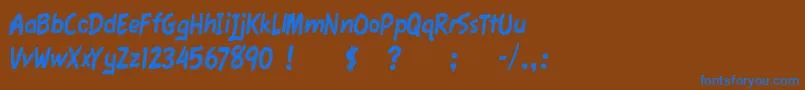 フォントFawnScript – 茶色の背景に青い文字