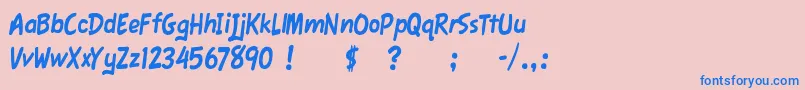 フォントFawnScript – ピンクの背景に青い文字