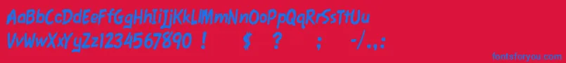 フォントFawnScript – 赤い背景に青い文字