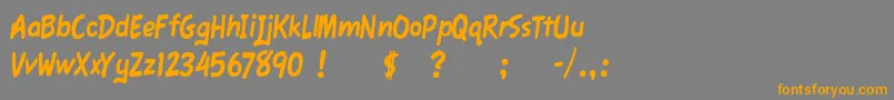 フォントFawnScript – オレンジの文字は灰色の背景にあります。